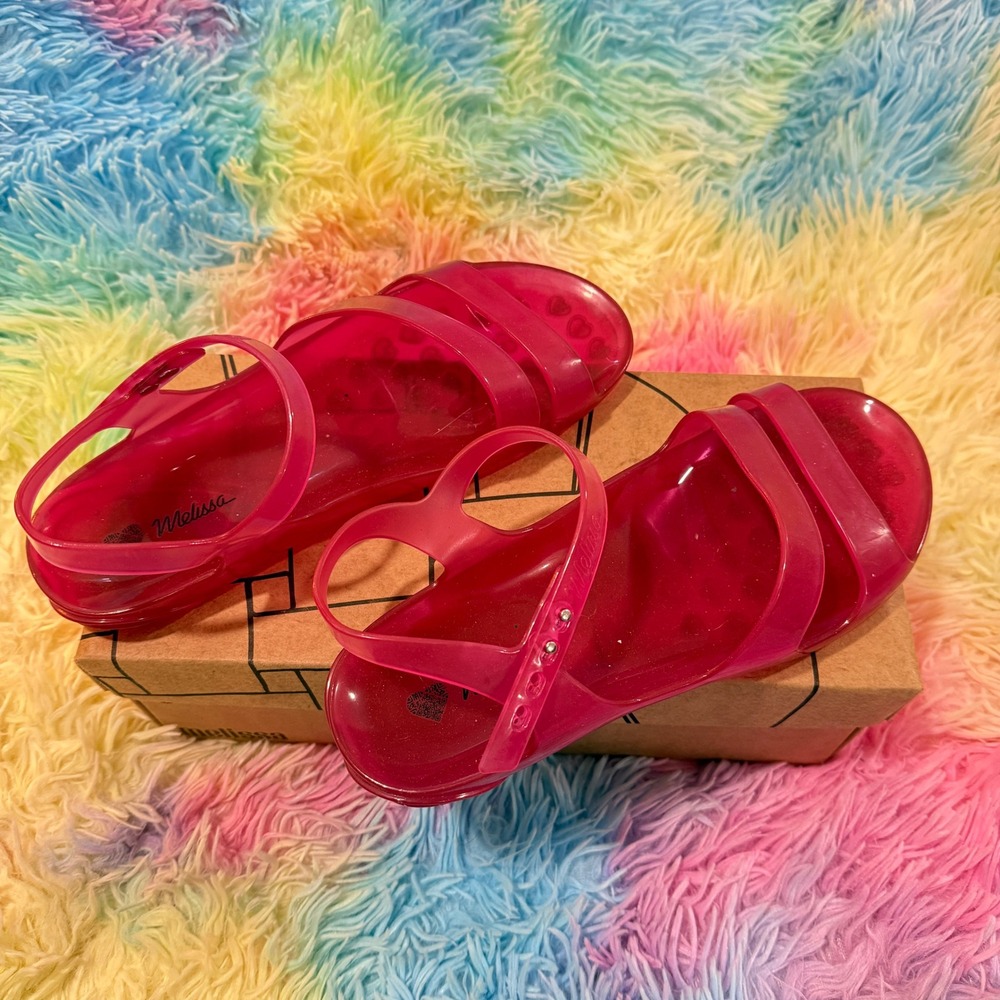 Melissa Jelly Sand Women Size 8 Pink Translucent Vegan Flat Sandals